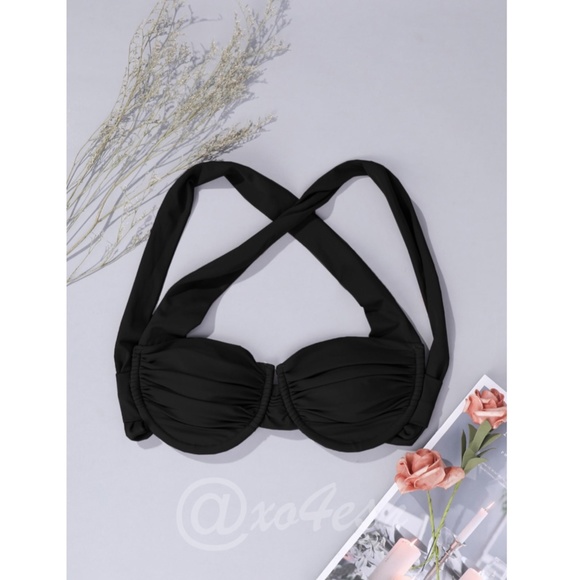 Black Push Up Swim Bra Top - Picture 2 of 7